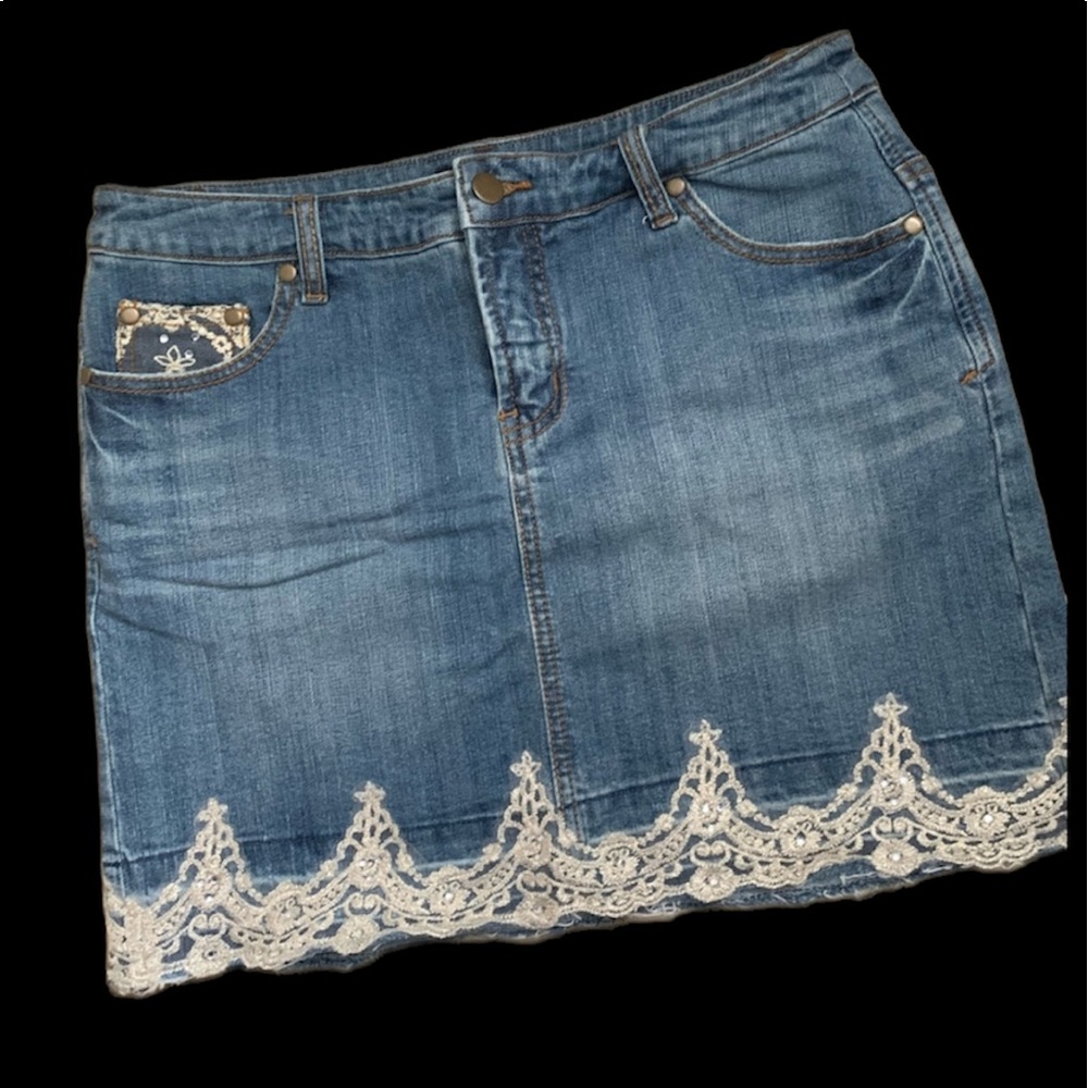 Vintage  Flashlights aged denim mini skirt nwot